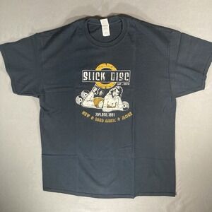 Slick Disc Rock Graphic T‎ Shirt Mens XL Black Music Band Style Tee
